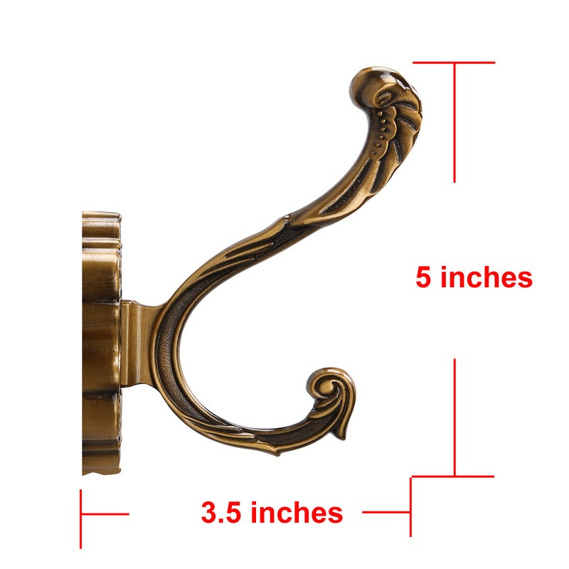 SDH Antique Brass Coat Hooks â€“ Heavy Duty Wall Mounted â€“ Vintage Decorative for Coats, Towels, Keys & Purse â€“ Rust Resistant & Easy Installation Kit Included - Image 2